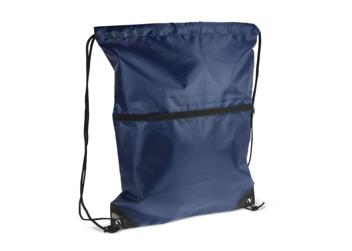 Sac publicitaire à cordon et fermeture zippée rPET Bleu foncé